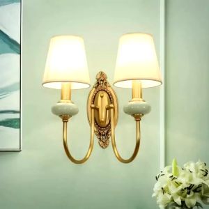 Bộ Đèn Tường Phong Cách Bắc Âu Vải Phủ Da Gỗ Điều Chỉnh Độ Sáng - Đèn Tường Đôi Sang Trọng