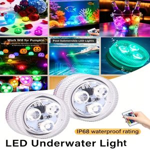 RGB LED Underwater Light With Remote Control 3LEDs Submersible Lamp Battery Powered For Swimming Fish Tank Pool Party Lighting