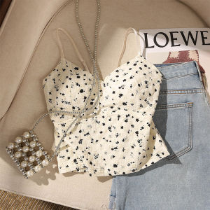 Floral Padded V-Neck Stretchy Waist Camisole