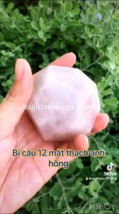 Bi cầu đa giác thạch anh để bàn 12 mặt kích thước 6cm