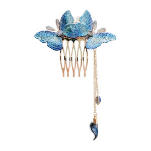Chinese Style Hanfu Butterfly Hairbrush Fashion Fringed Hair Clip for Women