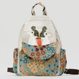 กระเป๋าเป้สะพายหลังผ้าลินินคอตตอนน้ำหนักเบาสำหรับเด็กผู้หญิง กระเป๋าสะพายไหล่แบบลำลองสำหรับการเดินทาง กระเป๋าถือแบบลำลองสำหรับเด็กผู้หญิง