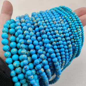 Natural Lake Blue Imperial Stone Beads 1Strand 4/6/8/10mm High-Quality Round Spacer Beads For Jewelry Making Bracelets Necklaces