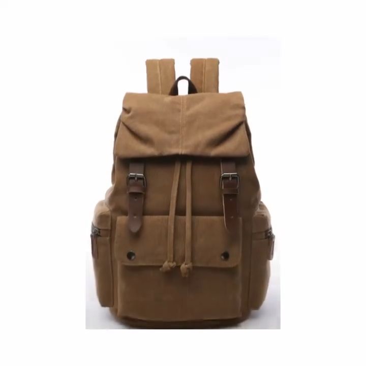 D41 Vintage Backpack simple casual laptop bag men student canvas school bag fashion cool travel
