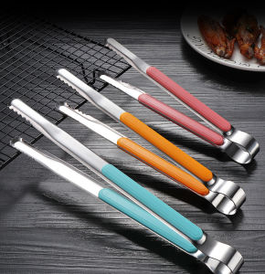 25cm Stainless Steel BBQ Grilling Tong Salad Bread Serving Tong Non-Stick Kitchen Barbecue Cooking Tong Kitchen Supplies