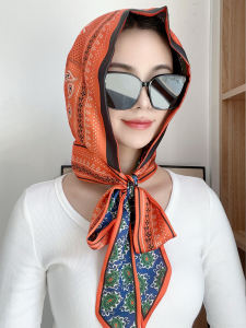Spring Summer Korean New Double-Sided Double-Layer Sunscreen Scarf Cap Womens Multi-Purpose Fashion All-Match Travel Sunshade Headcloth