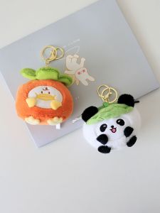 Creative Tangerine Duck Plush Keychain Festival Gift for Women Backpack Pendant Couple Toys Lotus Leaf Panda Doll