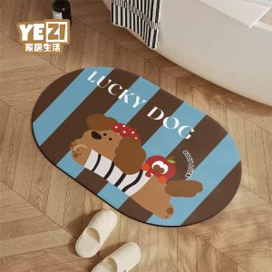 Bathroom Mat Diatom Mud Entrance Door Mat Cartoon Dog Toilet Door Mat Quick Dry Non-Slip Mat for Home Use Wild Child Brand