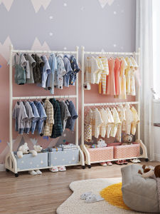 QYLIFE | Creamy Style Mobile Double Layer Clothes Rack
