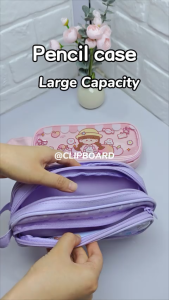 3-layer Pencil Case with Pendant Pen Bag Stationery Storage Canvas PVC Material Large Capacity