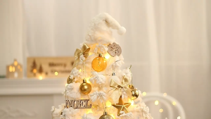 SoLoMan Christmas decorations Flocking mini Christmas tree package LED desktop Christmas tree ornaments