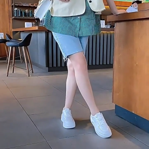 CINDERR High Quality Korean Fashion White Rubber Sneakers for Women Thick bottom Increase height shoes for girl
