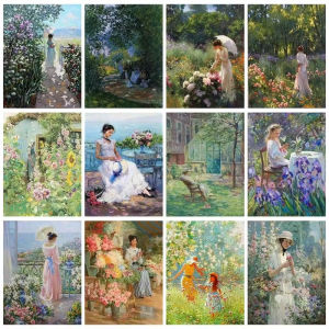Girl In Garden Monet Style Scene 2000 Piece Jigsaw Puzzle For Adults Home Wall Decoration Gift Family Game Brain Teaser