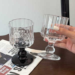 Retro Crystal Glass Cup High Footed Wine Glass Milk Glass Whiskey Red Wine Glass Water Cup Elegant Sensation Nordic Style