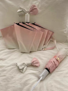 Automatic Folding Umbrella Womens Sunshade UV Protection Rain And Sun Dual Purpose Three Fold Gradient Color Home Daily Use