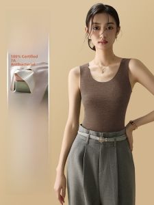 miiow | Warm Silk Fleece Lined Vest Womens Base Layer Top Thickened Round Neck Simple Style Inner Wear Autumn Winter No Trace Catman