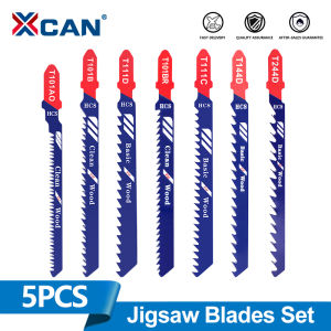 XCAN 5pcs Jigsaw Blades HCS Steel T-Shank Curve Cutting Tool For Wood Plastic T101AO T101B T101D T101BR T111C T144D T244D