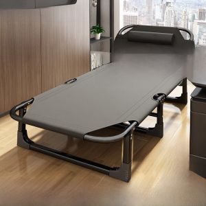 เตียงพับเดี่ยวสำหรับนอนกลางวันในออฟฟิศ เตียงพับแบบพกพาสำหรับนอนหลับในช่วงเที่ยง ที่นอนแบบเรียบง่าย เตียงพับแบบเดินทาง ผ้าไนลอน