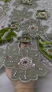OLEVO | Nigerian Velvet Sequence Lace Fabric 2025 High Quality African Embroidery Handmade Beaded Lace Fabric For Party Dress AT2945