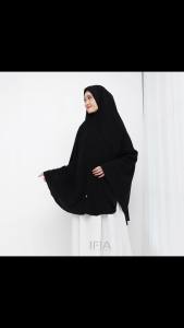 Jilbab Hitam Super Pekat | Hijab Instan Anti Ribet Pet Lengkap | Khimar Jetblack Rounded Series Size Melimpah