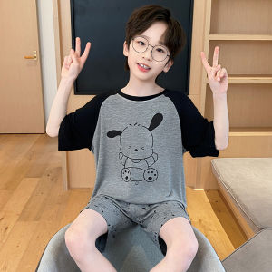 Modal Childrens Sleepwear Short Sleeve Thin Home Clothes Set for Boys Cartoon Style Breathable Summer Home Clothes