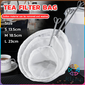 Klimo Reusable Mesh Milk Tea Filter Bag With Handle Steel Ring Cotton Cloth Filter Kitchen Accessories