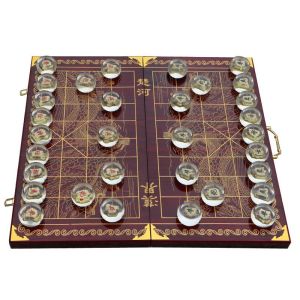 Double Silent Large Oracle Crystal Chess Set with Chessboard Foldable Birthday Gift Complete Set Sentimental Chinese Game