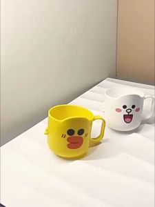 Aibeile Baby Toothbrush Cup for Kids Little Yellow Duck Cute Tooth Cup for Baby Mouthwash Cup with Handle