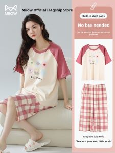 MiiOW | Padded Summer Short Sleeve Cotton Pajama Set Large Size