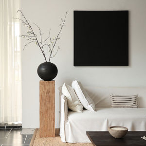 Lily White Silent Style Vase Carbonized Wood Table Decorative Ornaments Living Room Retro Floor Sculpture Table Wooden Pillar