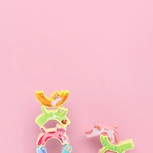 Wooden Kitten Stacking Games Balancing Blocks Puzzle Educational Montessori Toy Gift For Kids 叠叠乐积木