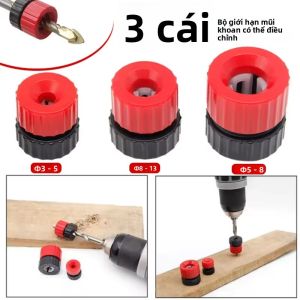 3 Chiếc Vòng Chặn Độ Sâu Khoan Có Thể Điều Chỉnh 3-13mm Hướng Dẫn Độ Sâu Mũi Khoan Chế Biến Gỗ Để Khoan Chính Xác Và Ổn Định