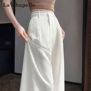 La Chapelle | White Lyocell Linen Pants for Petite High Waist UV Protection