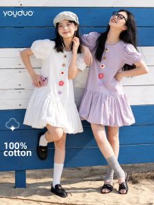 YOUDUO | New Summer Pure Cotton Puff Sleeve Dress