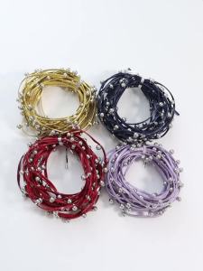 5yards/lot PU Leather Cord With Metal Beads Colored Leather Rope String For Waist Belt Necklace Bracelet Jewelry DIY Decoration
