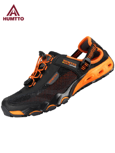HUMTTO รองเท้าแตะกีฬาสำหรับผู้ชาย ฤดูร้อนกลางแจ้ง กันลื่น รองเท้าแตะชายหาดแบบระบายอากาศได้ดี พื้นนุ่ม รองเท้าแตะแบบมีรู รองเท้าแตะแบบสวมที่ระบายอากาศได้ดี