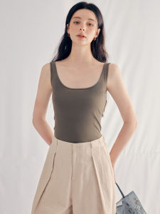 เสื้อกั๊กไหมคอวีแบบไม่มีตะเข็บสำหรับผู้หญิง เสื้อชั้นในสไตล์เซ็กซี่ที่สวมใส่สบาย ฤดูร้อน 2025 เสื้อคลุมหลวมๆ ลำลอง สไตล์เกาหลี