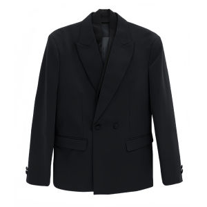 ชุดสูทผู้ชายสีดำ เสื้อสูทแบบลำลอง ดีไซน์หรูหรา สไตล์เกาหลี ฤดูใบไม้ผลิและฤดูใบไม้ร่วง ปกเสื้อสูทแบบมีกระดุมสองแถว