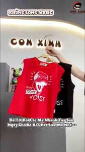 Áo Sát Nách Ba Lỗ cho Bé Trai Thun Cotton Lạnh 4 Chiều KHỦNG LONG MUSIC từ 13-50kg - CONXINH