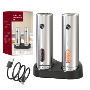 1PC/2PCS Automatic Pepper Grinder Salt And Pepper Grinder USB Rechargeable Adjustable Coarseness Spice Mill Kitchen Tool