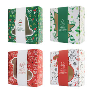 12PCS Festive Christmas Gift Boxes-Folding Packaging boxes with Santa bell&snowman Designs Perfect for Holiday Party Favors