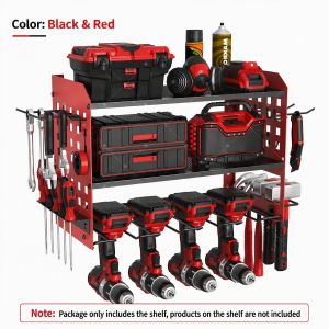 150Lbs Heavy Duty Power Tool Organizer Wall Mount Metal Rack 4 Drill Holders Pegboard 150Lbs Garage Workshop Storage