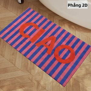 Thảm Chùi Chân Sọc Xanh Hồng Phong Cách Hiện Đại Chống Thấm Nước Kháng Khuẩn Chất Liệu Polyester Dùng Cho Nhà Tắm Nhà Bếp Phòng Ngủ.