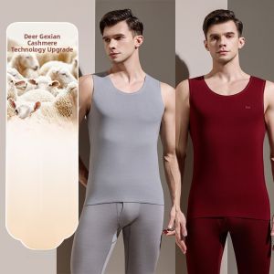 miiow | Thickened Fleece Warm Vest Mens Inner Wear Winter Base Layer Catman German Velvet Lock Temperature Mens Thermal Underwear Set