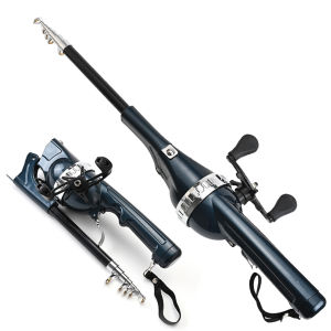 Portable Carp Foldable Sea Fishing Rod 134cm Telescopic Folding Ultra Hard Lure Pole Reel Combo 1 Body with Fishing Line Tackle