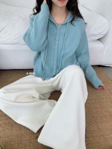 2025 New Korean Style Loose Casual Versatile Hooded Knitted Open Cardigan Womens Design Sensation Niche Sweater Jacket Top