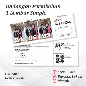 (50PCS) Undangan Pernikahan 1 Lembar Simple