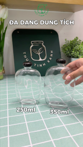 Combo 6 Chai Thủy Tinh Dẹt Bầu Nắp Nhựa Đựng Cafe Sữa Nước Ép Trái Cây- Nhiều Dung Tích [CTT006]