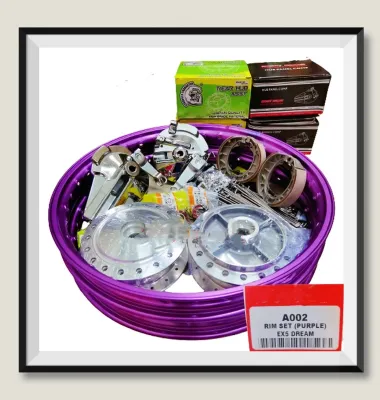 (A002) EX5 DREAM/ WAVE100 ALLOY RIM SIAP HUB BUYUNG CHROME HUB PANEL CHROME SPOKE CHROME AND OTHER PARTS ALOI RIM
