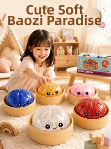 WEIBAI | Cartoon Glow Gelatin Bun Stress Relief Toy Steamer Set